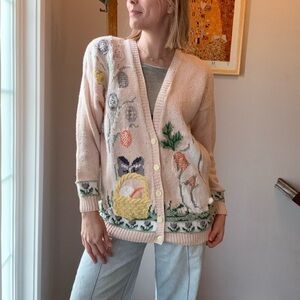 Women's Hand Knit Easter Spring Cardigan Sweater